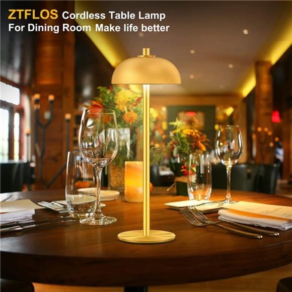 Rechargeable Cordless Table Lamp,5200mAh Battery Dimmable Outdoor Portable(Gold) - Picture 2 of 6